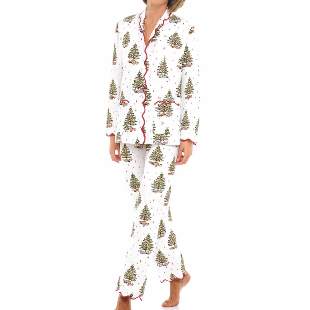 Heidi Carey Christmas Tree Print Pajamas SZ L VGUC